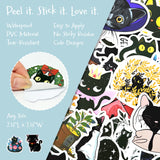 Wrapables Waterproof Vinyl Stickers for Water Bottles, Laptop, Phones, Skateboards, Decals for Teens, 100pcs, Black Cats