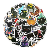 Wrapables Waterproof Vinyl Stickers for Water Bottles, Laptop, Phones, Skateboards, Decals for Teens, 100pcs, Black Cats