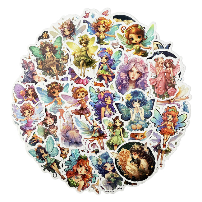 Wrapables Waterproof Vinyl Stickers for Water Bottles, Laptop, Phones, Skateboards, Decals for Teens, 100pcs, Fairies
