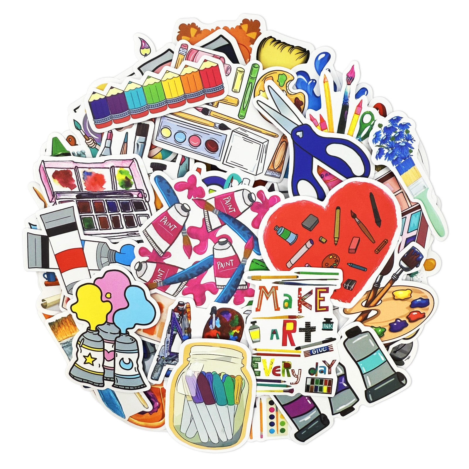 Wrapables Waterproof Vinyl Stickers for Water Bottles, Laptop, Phones, Skateboards, Decals for Teens, 110pcs, Art Supplies