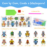 Wrapables Diamond Art Kits, 5D Gem Painting DIY Arts & Crafts Stickers, 12pcs Robots