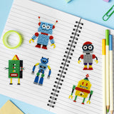 Wrapables Diamond Art Kits, 5D Gem Painting DIY Arts & Crafts Stickers, 12pcs Robots
