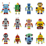 Wrapables Diamond Art Kits, 5D Gem Painting DIY Arts & Crafts Stickers, 12pcs Robots