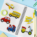Wrapables Diamond Art Kits, 5D Gem Painting DIY Arts & Crafts Stickers, 12pcs Vehicles