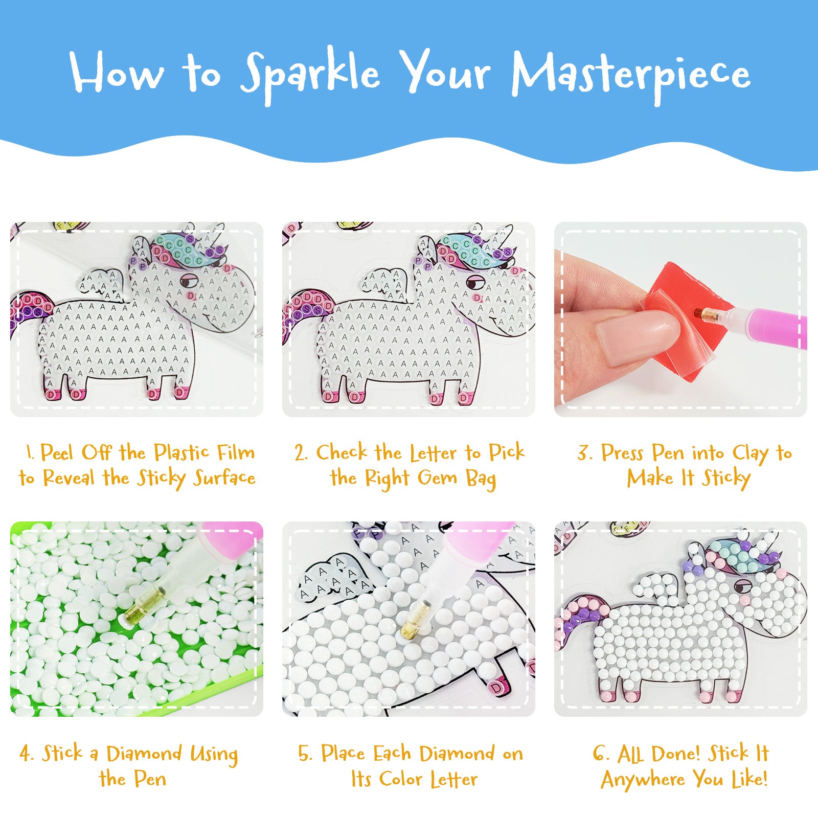 Wrapables Diamond Art Kits, 5D Gem Painting DIY Arts & Crafts Stickers, 8pcs Sweet Treats