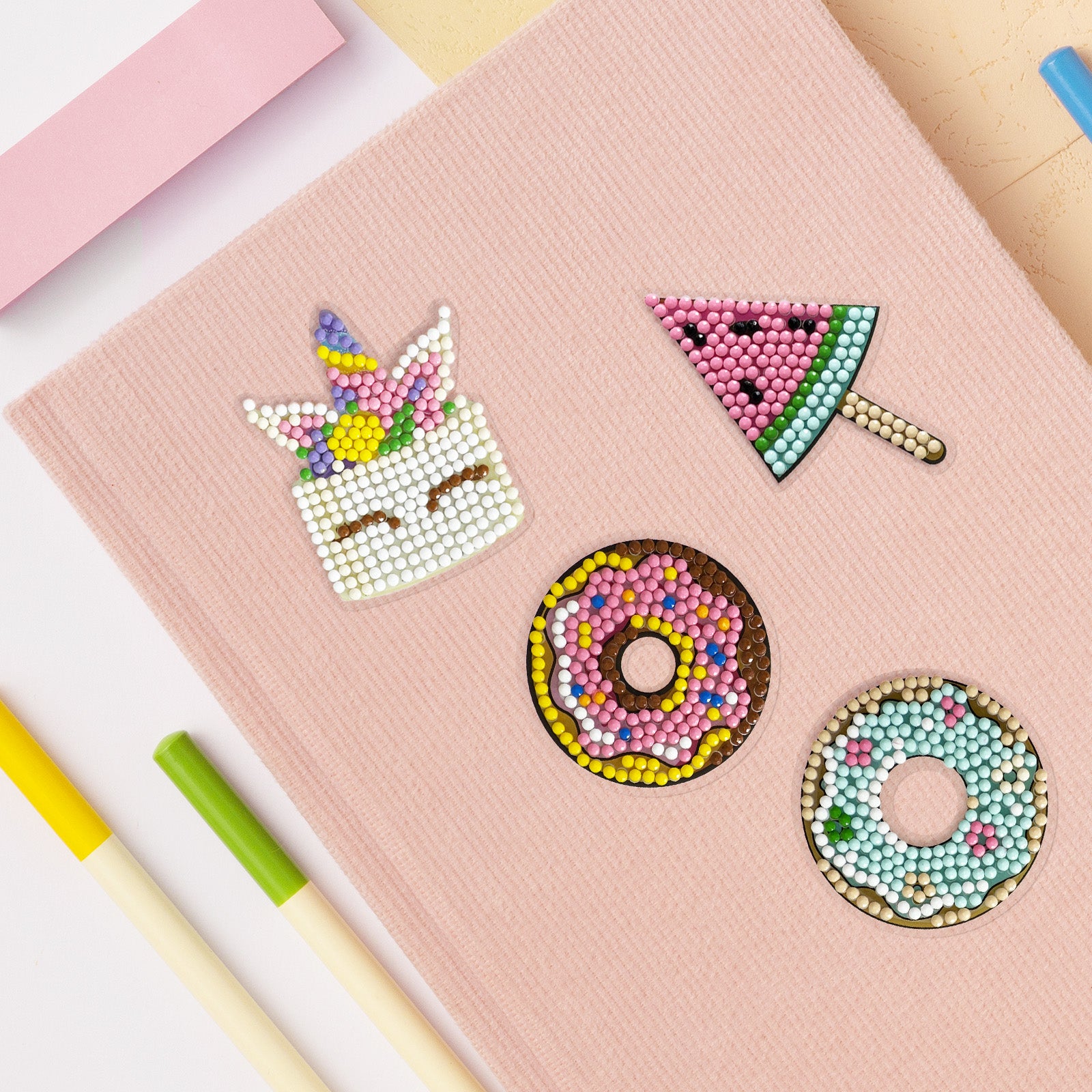 Wrapables Diamond Art Kits, 5D Gem Painting DIY Arts & Crafts Stickers, 8pcs Sweet Treats