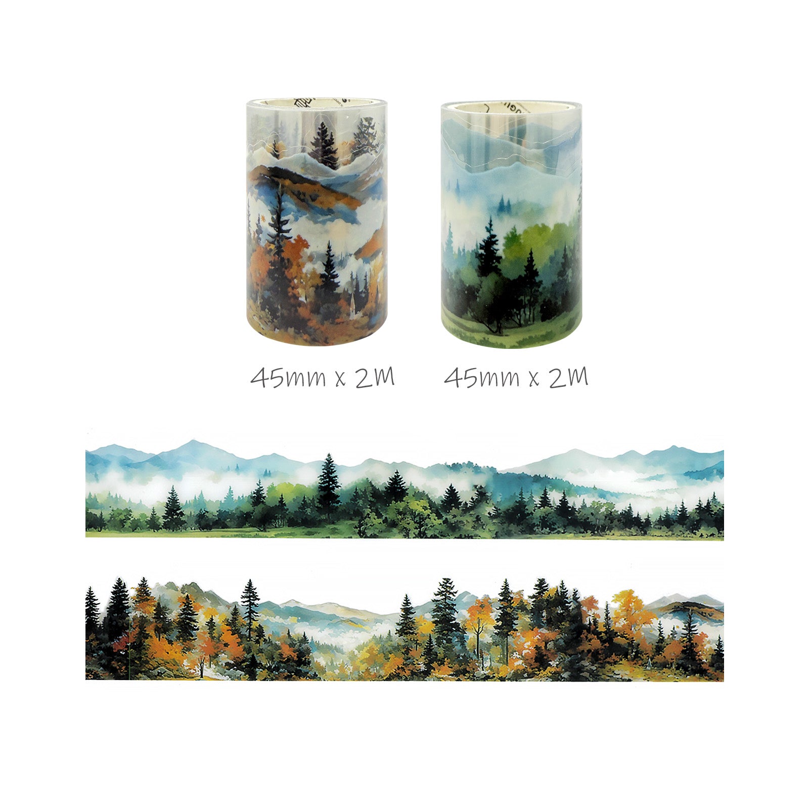 Wrapables Aesthetic Scenic Landscapes PET Washi Tapes for Scrapbooking, Stationery, Journaling, Diary, Card Making (Set of 2)