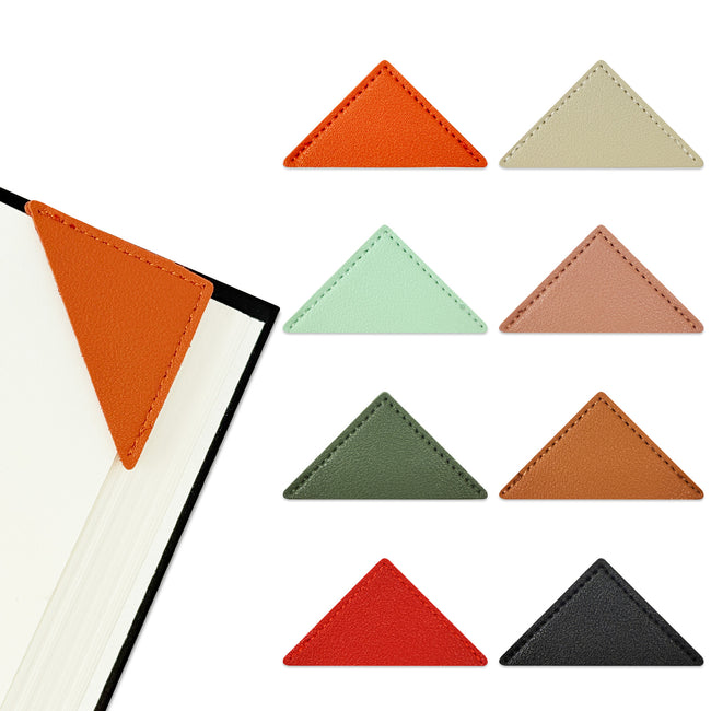 Wrapables Leather Corner Bookmarks, Page Marker, Reading Supplies (Set of 8), Triangles