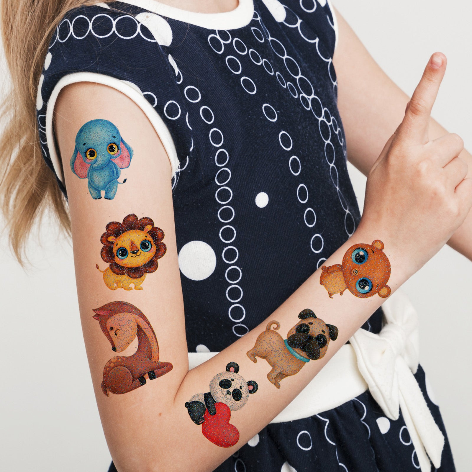 Wrapables Waterproof Glitter Temporary Tattoos, Birthday Party Favors and Supplies, Goodie Bag Fillers, 10 Sheets Cute Animals
