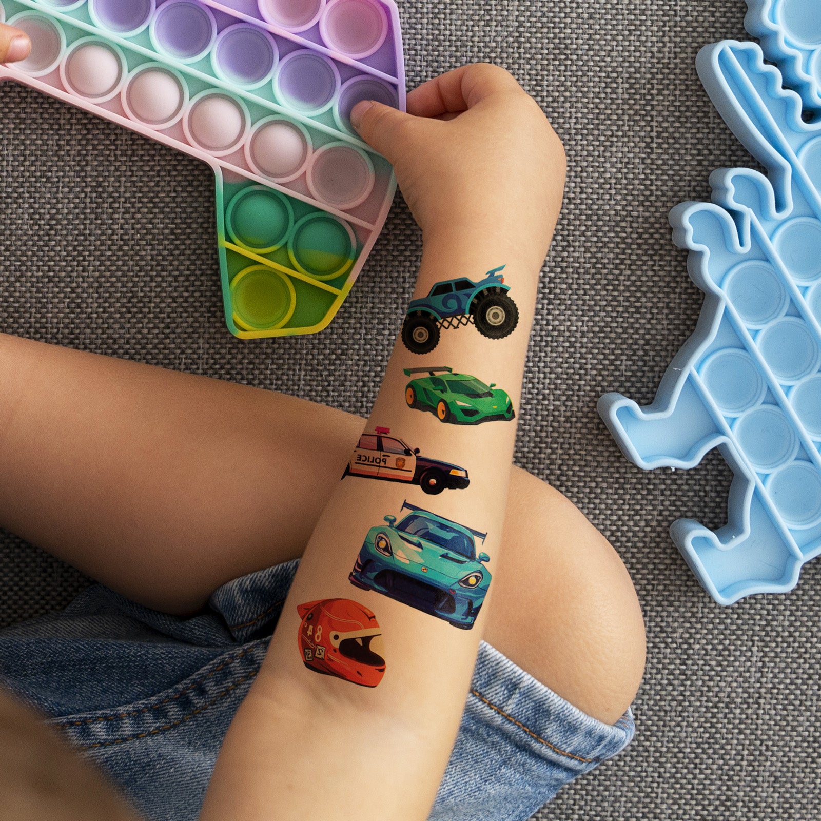 Wrapables Waterproof Temporary Tattoos for Children, 20 Sheets, Vehicles