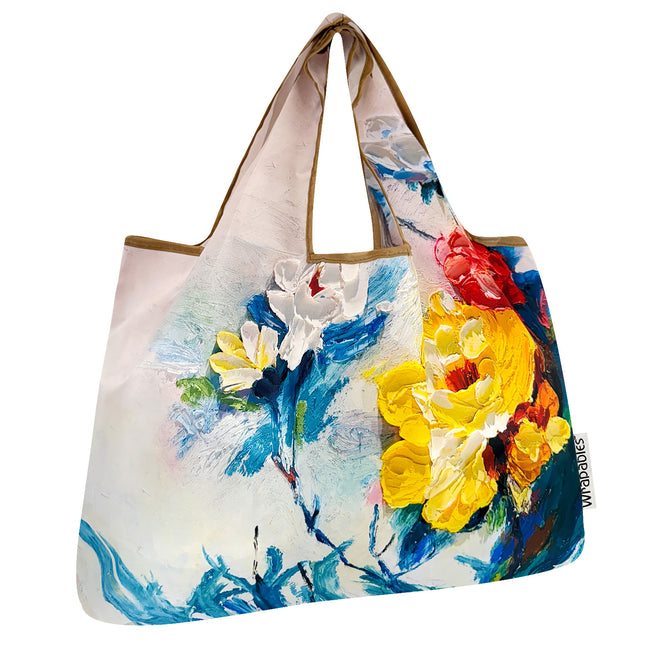 Wrapables Large Oil Painting Nylon Reusable Shopping Bag, Foldable Shopping Tote Bag, Reusable Grocery Bag, Travel Bag