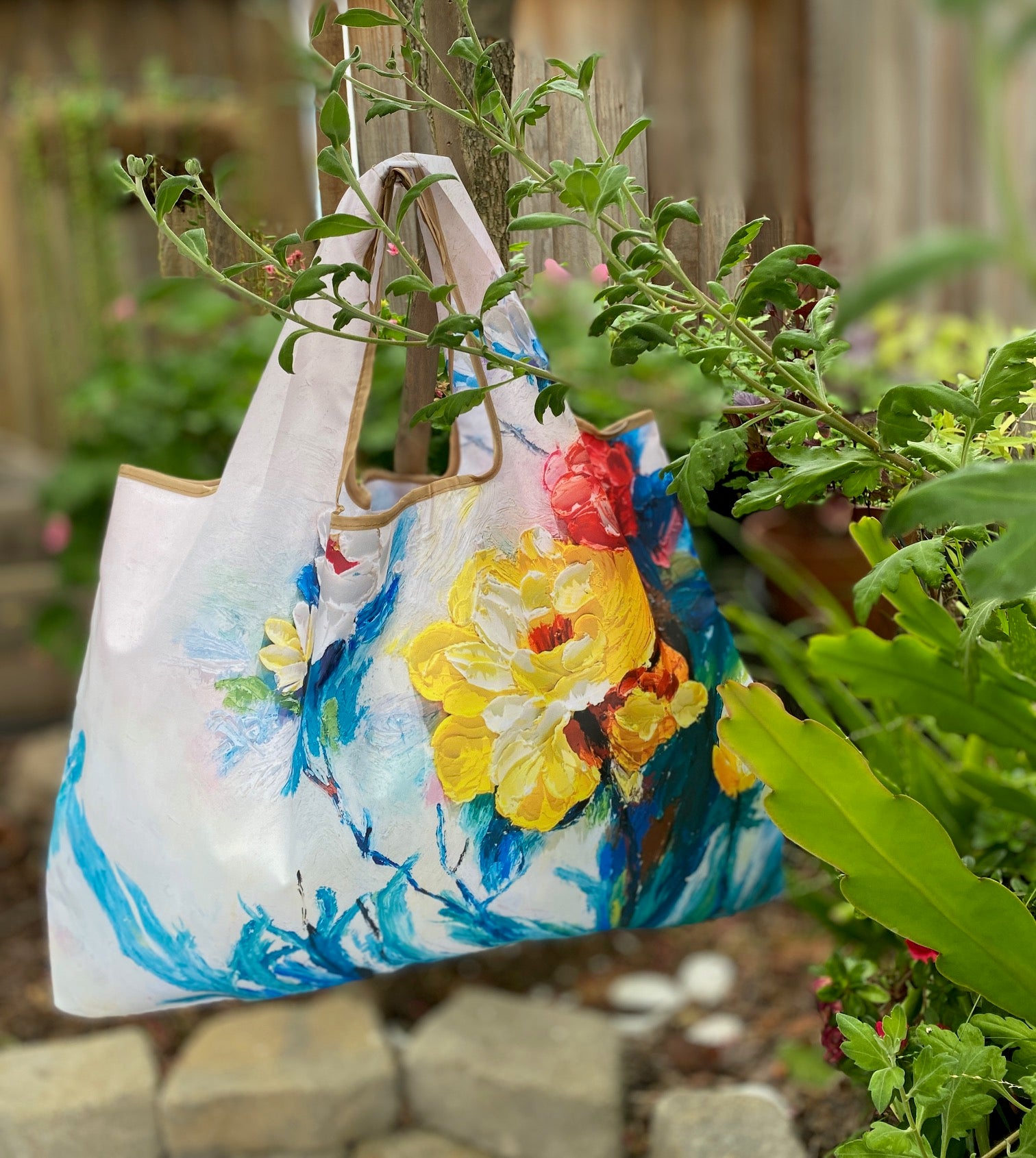 Wrapables Large Foldable Oil Painting Nylon Reusable Grocery Bag