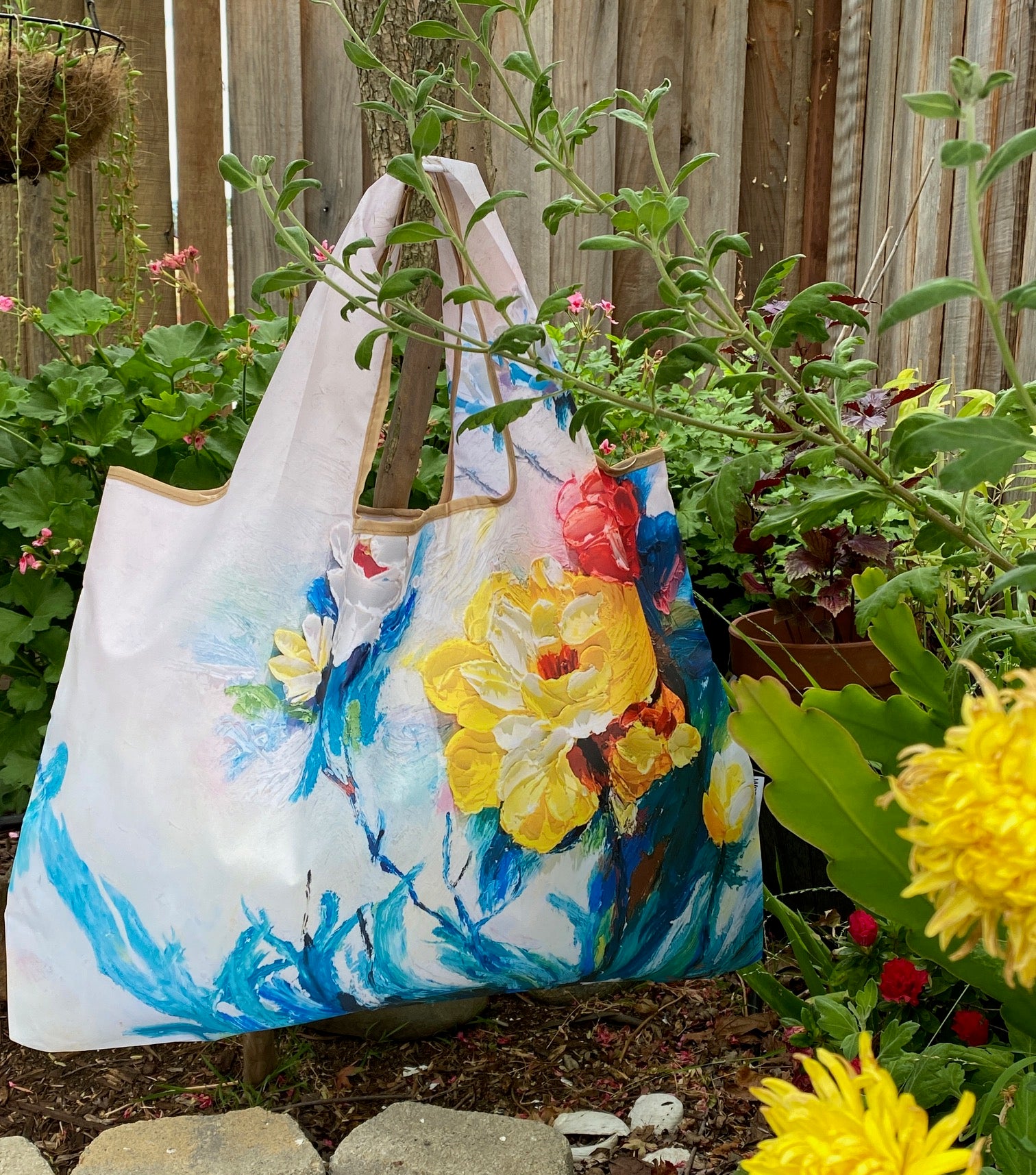 Wrapables Large Foldable Oil Painting Nylon Reusable Grocery Bag