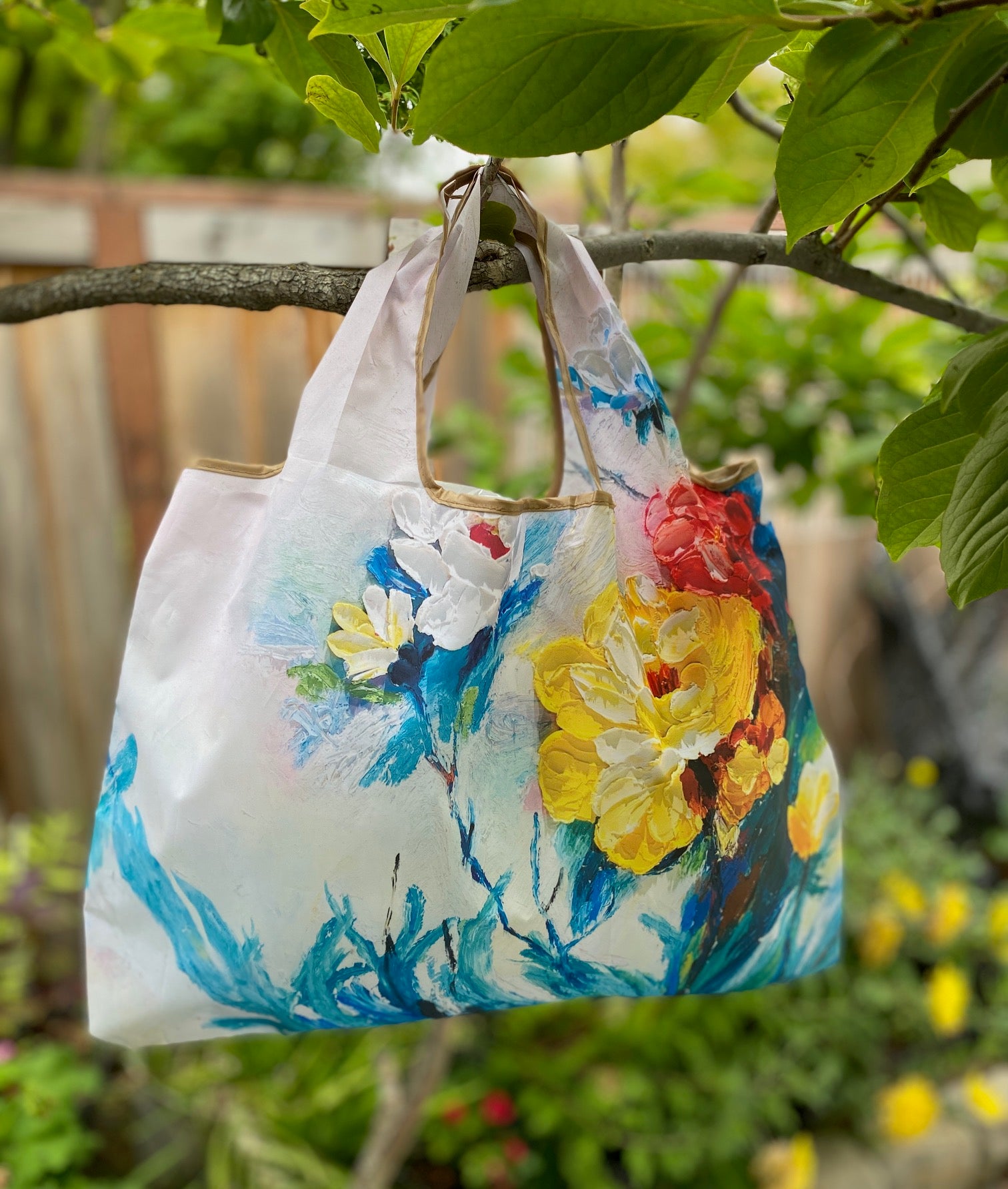 Wrapables Large Foldable Oil Painting Nylon Reusable Grocery Bag