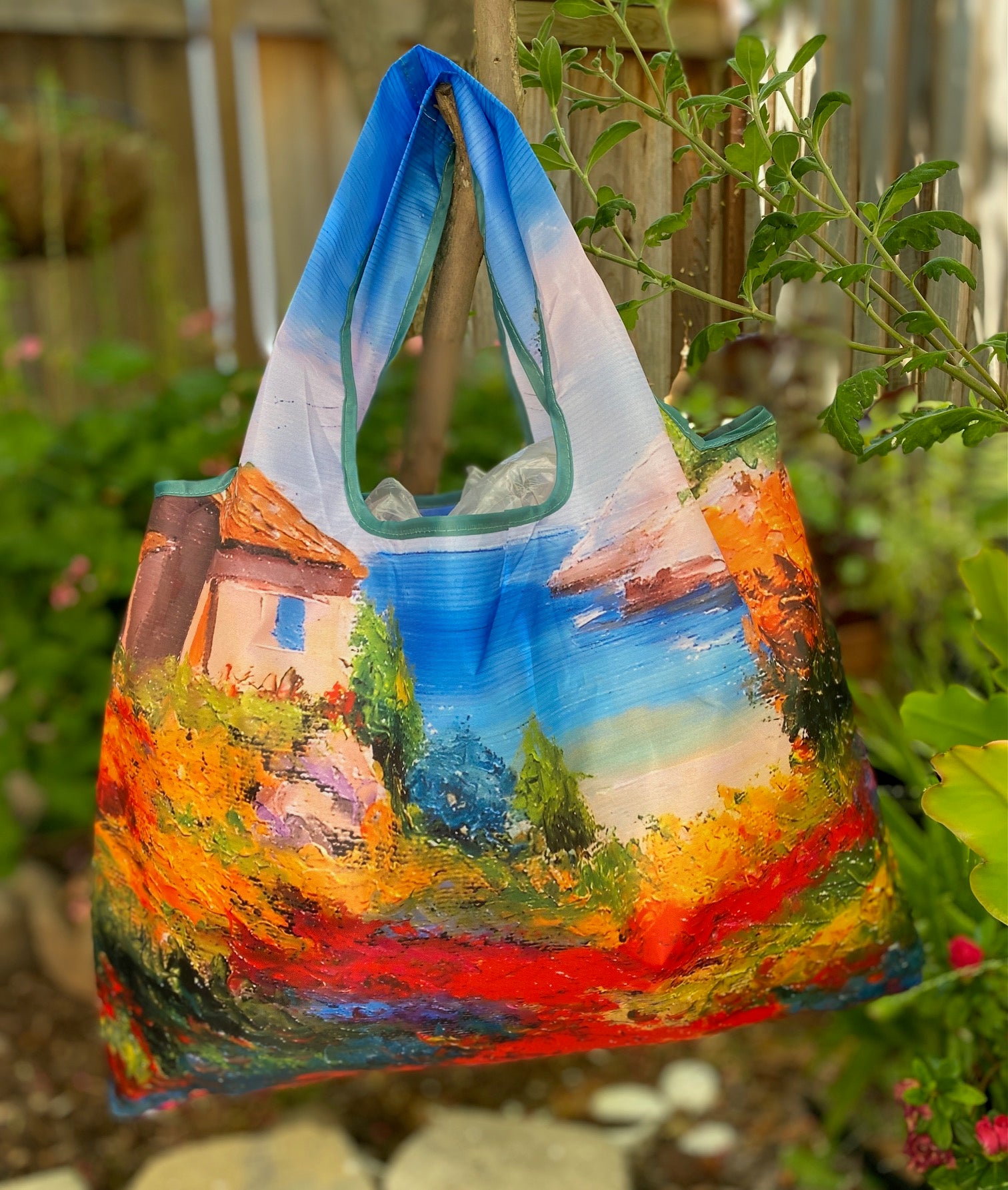 Wrapables Large Foldable Oil Painting Nylon Reusable Grocery Bag