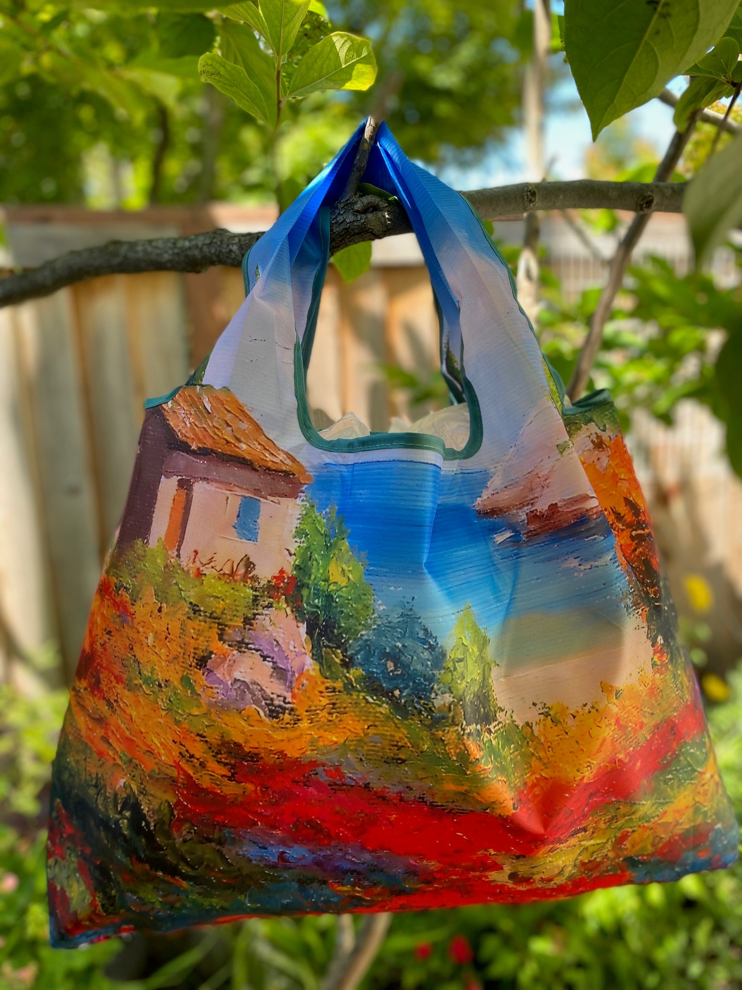 Wrapables Large Foldable Oil Painting Nylon Reusable Grocery Bag