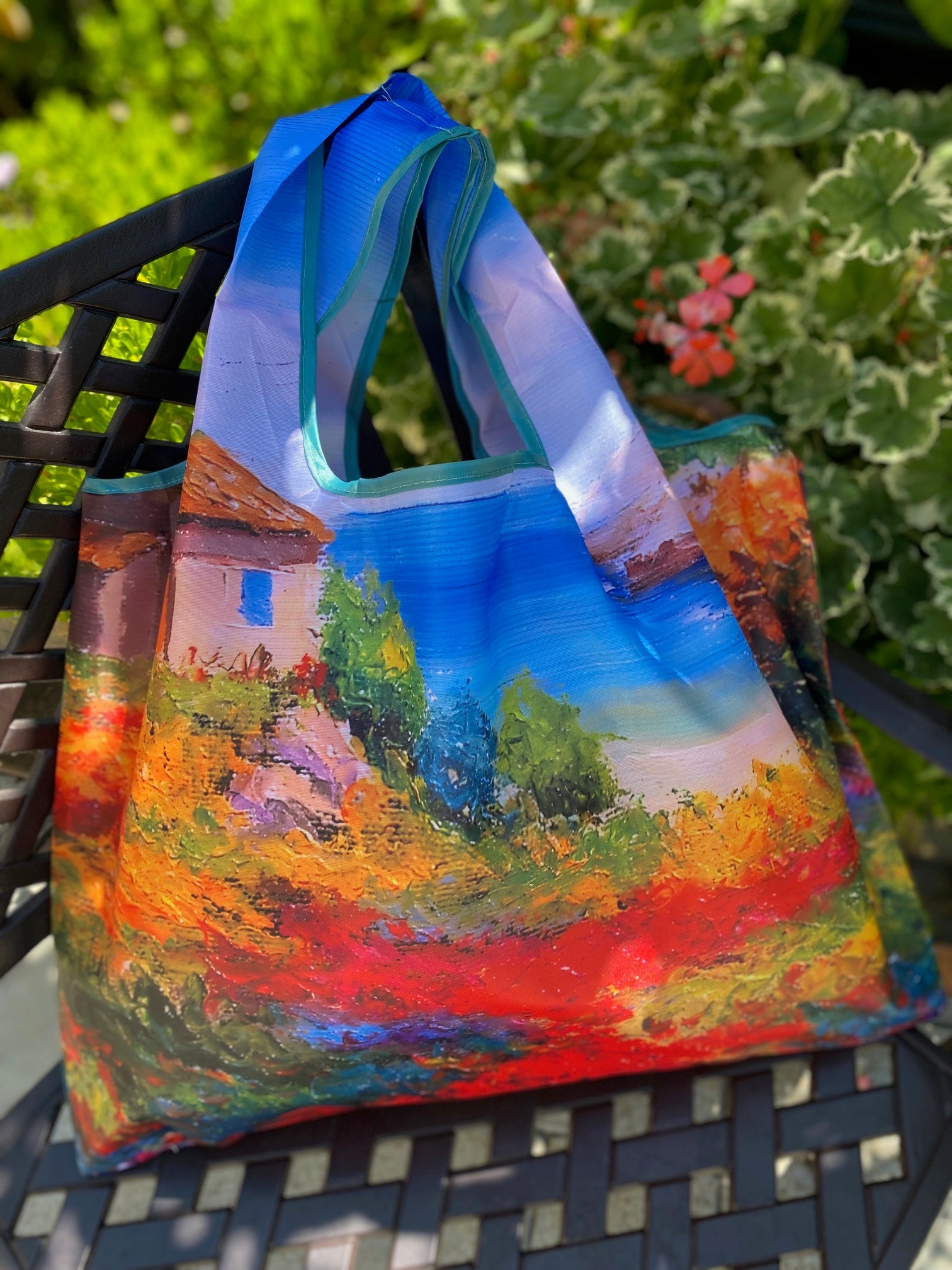 Wrapables Large Foldable Oil Painting Nylon Reusable Grocery Bag