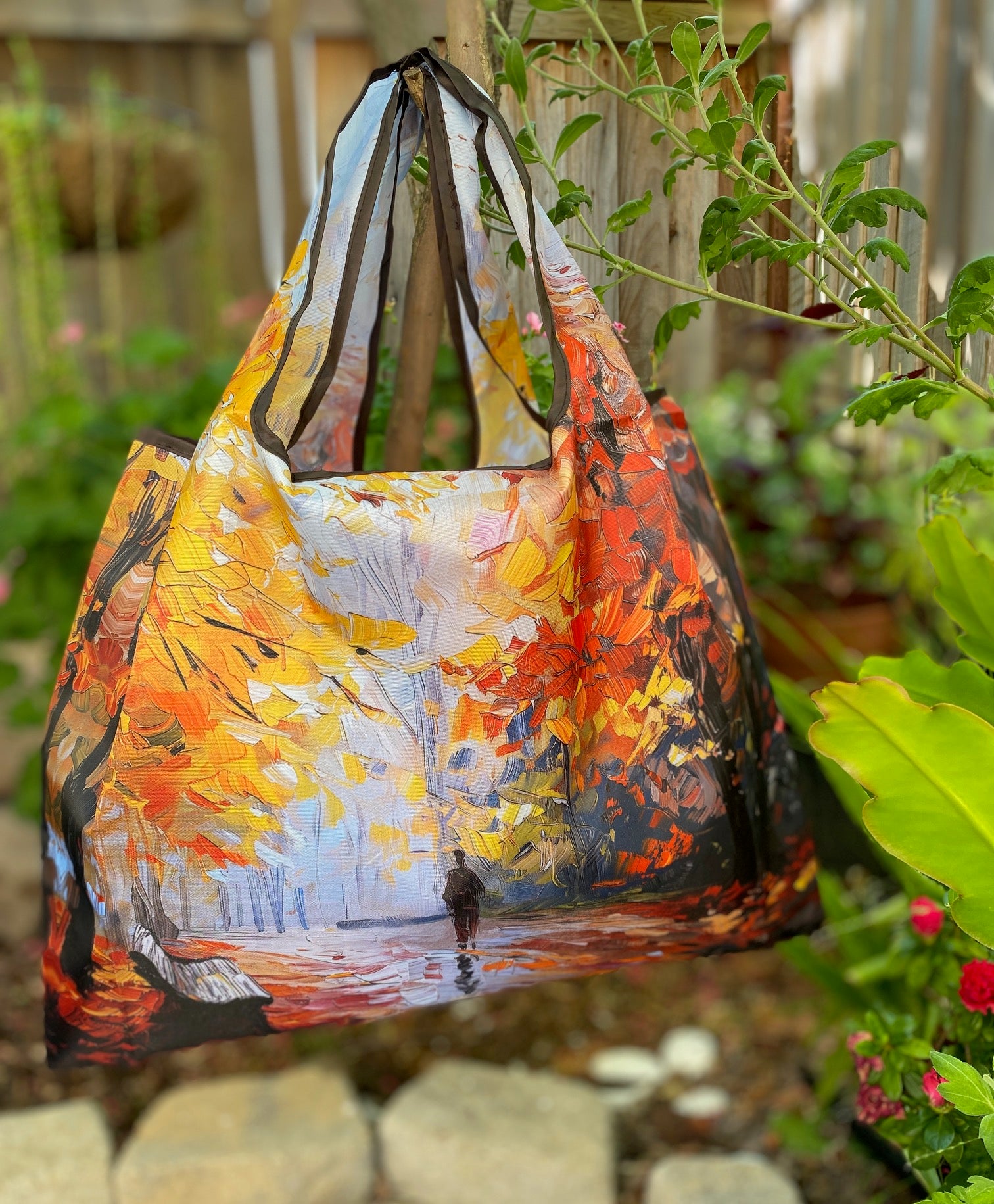 Wrapables Large Foldable Oil Painting Nylon Reusable Grocery Bag