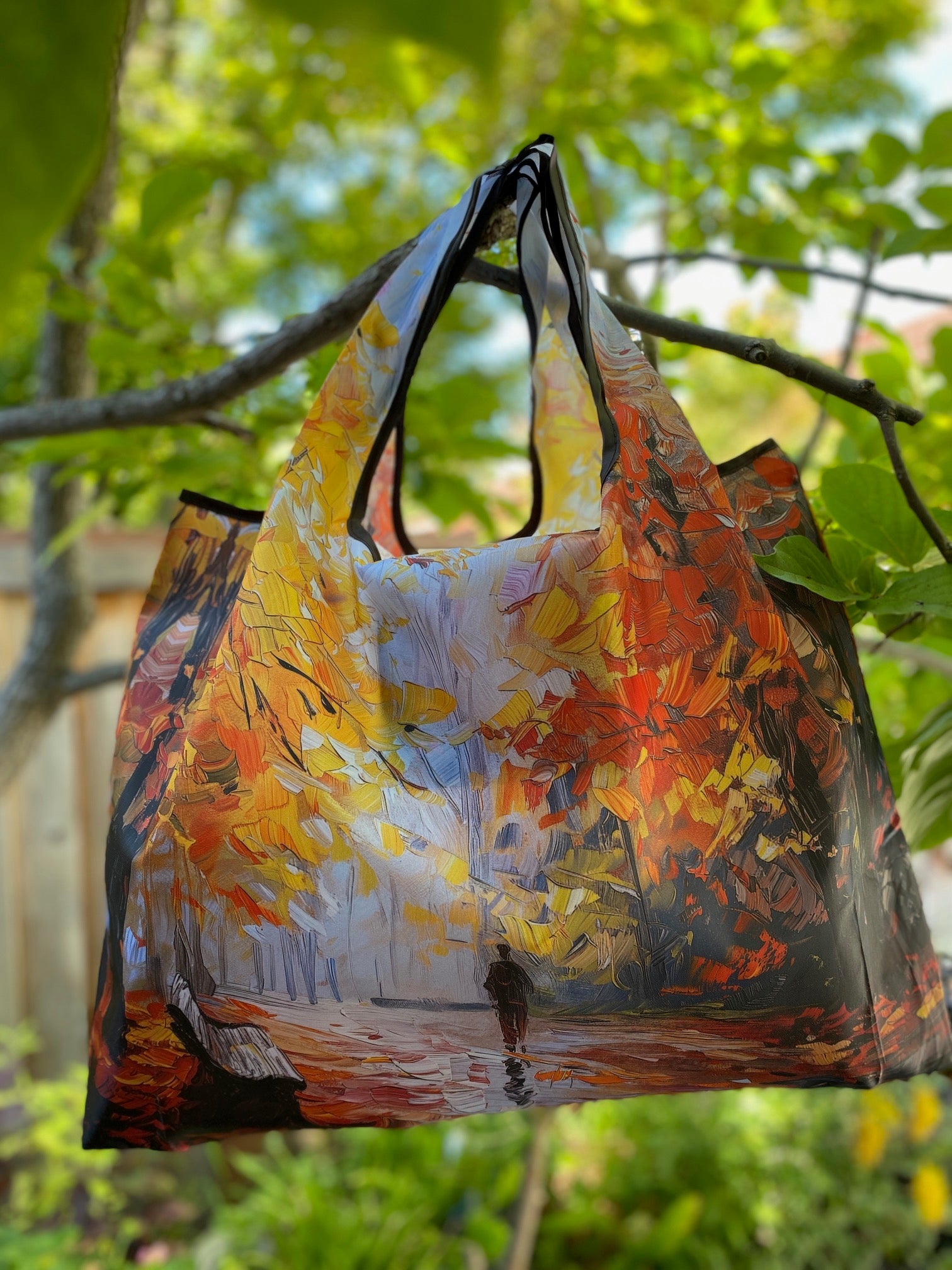 Wrapables Large Foldable Oil Painting Nylon Reusable Grocery Bag