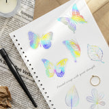 Wrapables Waterproof Transparent Holographic Glitter PET Butterfly and Leaf Stickers for Scrapbooking, Journaling, Water Bottles, Phones, (100pcs)
