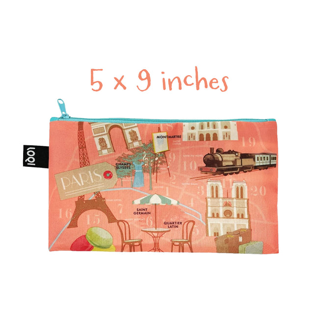 LOQI Zip Pockets (Set of 4), France, Dogs, SF, Coral Bell