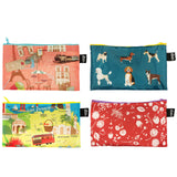 LOQI Zip Pockets (Set of 4), France, Dogs, SF, Coral Bell