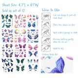 Wrapables Waterproof Glitter Butterfly Wings and Fairy Design Temporary Tattoos for Women, Eye, Face, and Body Makeup (12 Sheets)