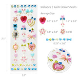 Wrapables Hearts and Jewels Acrylic Crystal Rhinestone Gem Stickers for DIY Arts & Crafts (5 Sheets)