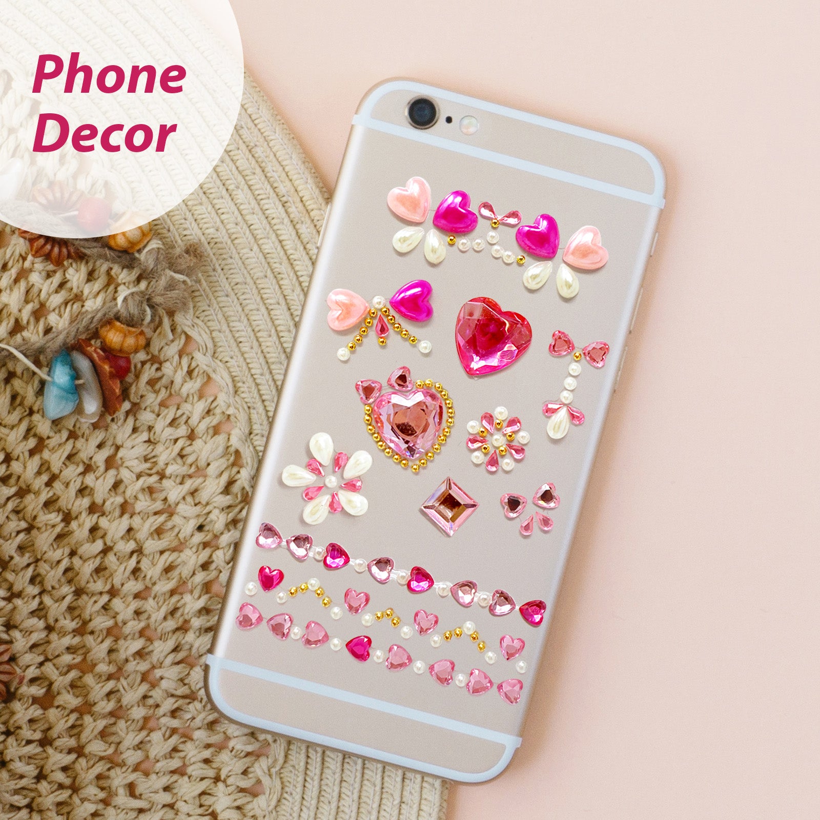 Wrapables Hearts and Jewels Acrylic Crystal Rhinestone Gem Stickers for DIY Arts & Crafts (5 Sheets)