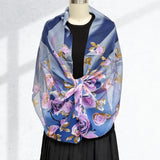 Wrapables Lightweight Vibrant Spring Chiffon Scarf, Indigo Roses