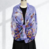 Wrapables Lightweight Vibrant Spring Chiffon Scarf, Purple Butterflies