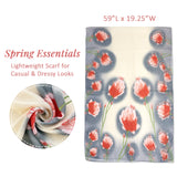 Wrapables Lightweight Vibrant Spring Chiffon Scarf, Gray Tulips