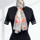Wrapables Lightweight Vibrant Spring Chiffon Scarf, Gray Tulips