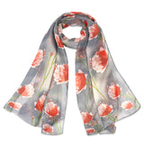 Wrapables Lightweight Vibrant Spring Chiffon Scarf, Gray Tulips