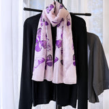 Wrapables Lightweight Vibrant Spring Chiffon Scarf, Lavender Butterflies2
