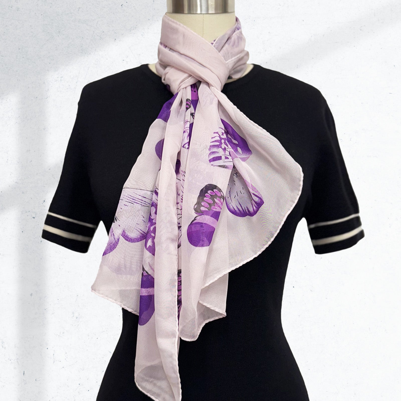Wrapables Lightweight Vibrant Spring Chiffon Scarf, Lavender Butterflies2