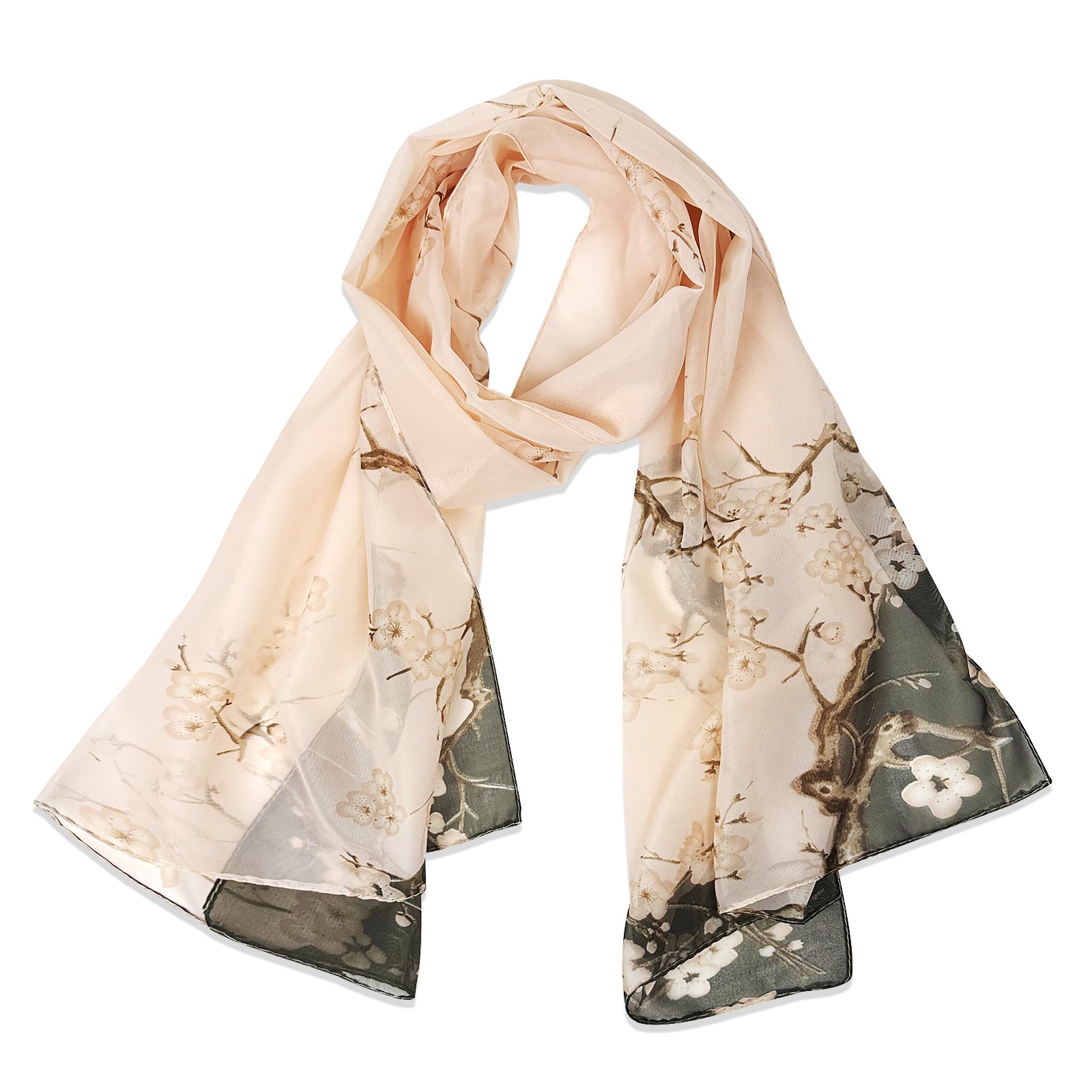 Wrapables Lightweight Vibrant Spring Chiffon Scarf, Cherry Blossoms