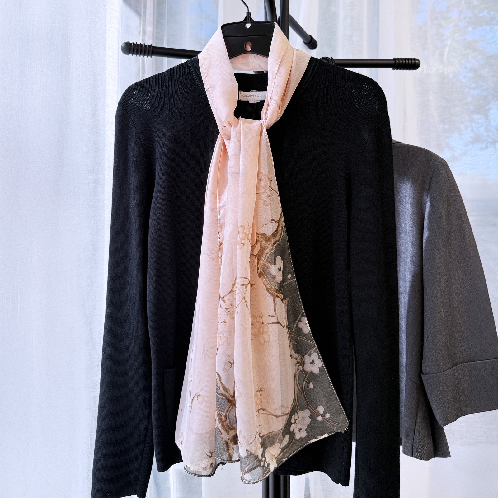 Wrapables Lightweight Vibrant Spring Chiffon Scarf, Cherry Blossoms