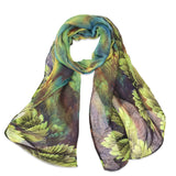 Wrapables Lightweight Fern Leaves Long Scarf, Green