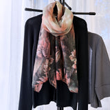 Wrapables Lightweight Fern Leaves Long Scarf, Red