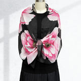 Wrapables Lightweight Vibrant Spring Chiffon Scarf, Pink Peonies