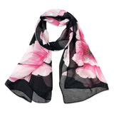 Wrapables Lightweight Vibrant Spring Chiffon Scarf, Pink Peonies