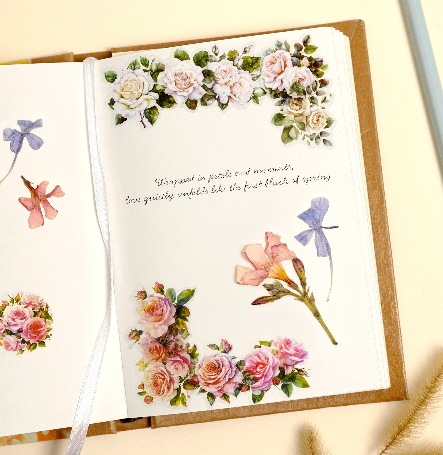 Wrapables Romantic Floral PET Tape, Pre-Cut Stickers for Scrapbooking, Stationery, Journaling, Diary, Card Making (Set of 2)