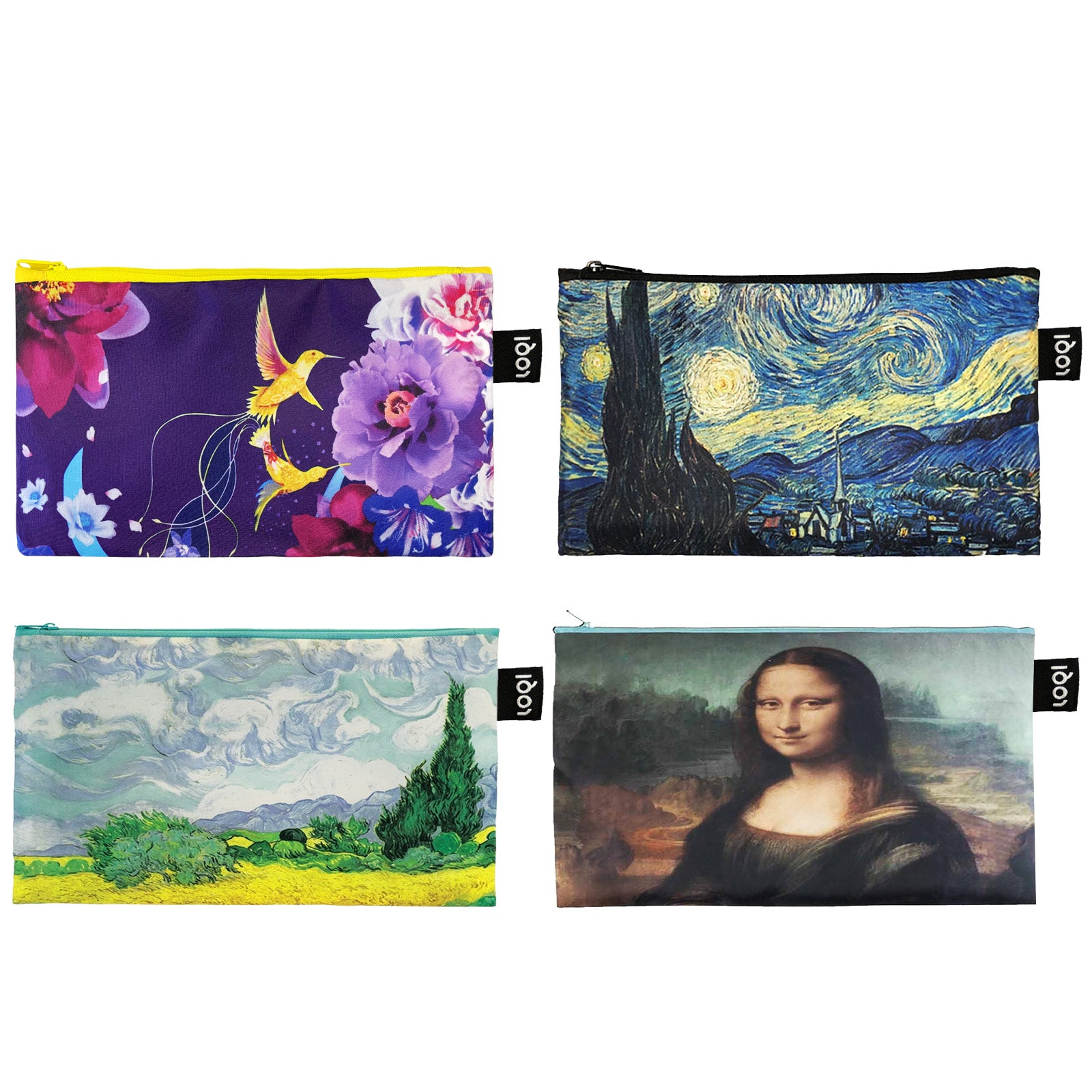 LOQI Zip Pockets (Set of 4), Hummingbirds and Masterpieces