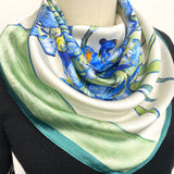 Wrapables Satin Neckerchief Square Scarf 26.5 x 26.5 Inches, Blue Irises