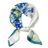 Wrapables Satin Neckerchief Square Scarf 26.5 x 26.5 Inches, Blue Irises