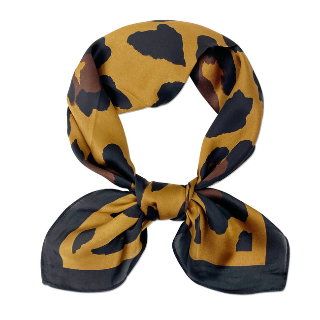 Wrapables Satin Neckerchief Square Scarf 26.5 x 26.5 Inches, Leopard Spots