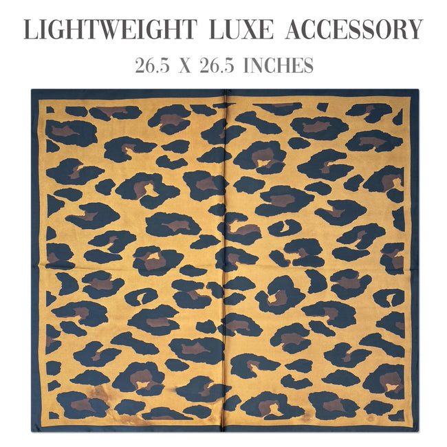 Wrapables Satin Neckerchief Square Scarf 26.5 x 26.5 Inches, Leopard Spots
