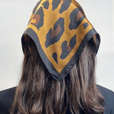 Wrapables Satin Neckerchief Square Scarf 26.5 x 26.5 Inches, Leopard Spots