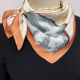 Wrapables Satin Neckerchief Square Scarf 26.5 x 26.5 Inches, Peony Sketch